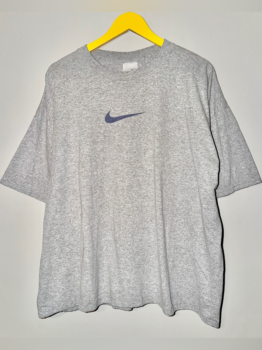 Nike grey cotton t-shirt with embroidered swoosh Size XXL Y2K